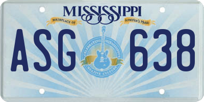 MS license plate ASG638