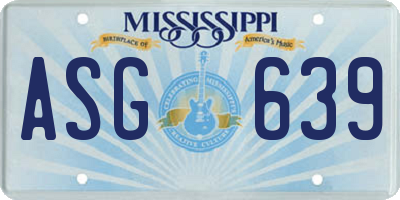 MS license plate ASG639