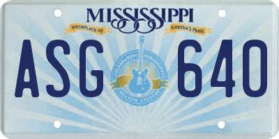 MS license plate ASG640