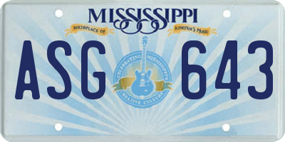 MS license plate ASG643