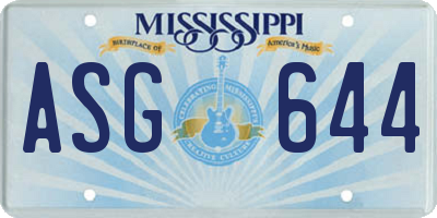 MS license plate ASG644