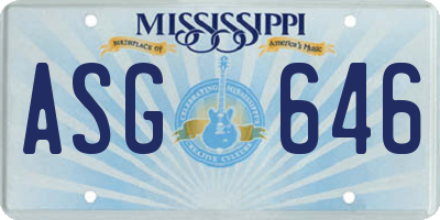 MS license plate ASG646