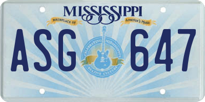 MS license plate ASG647