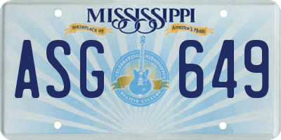MS license plate ASG649