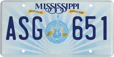 MS license plate ASG651
