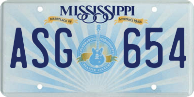 MS license plate ASG654