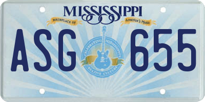 MS license plate ASG655