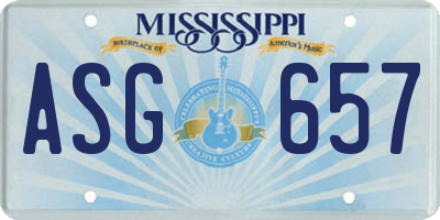 MS license plate ASG657