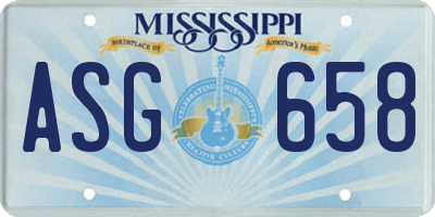 MS license plate ASG658