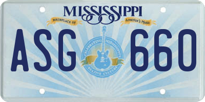 MS license plate ASG660