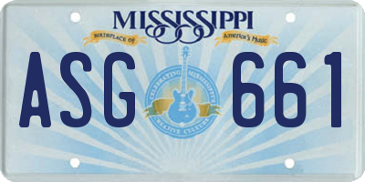 MS license plate ASG661