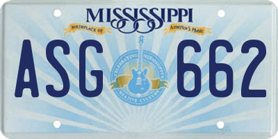 MS license plate ASG662