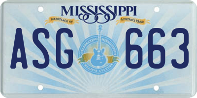 MS license plate ASG663