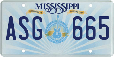 MS license plate ASG665