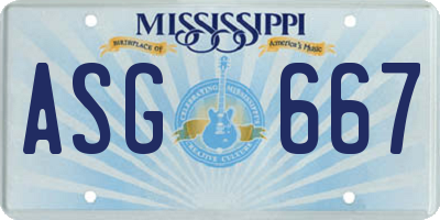 MS license plate ASG667