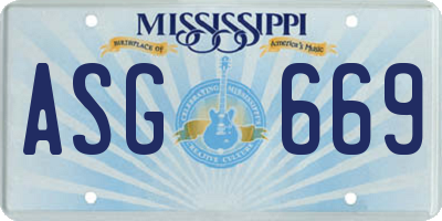 MS license plate ASG669