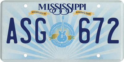 MS license plate ASG672