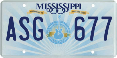 MS license plate ASG677
