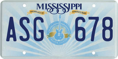 MS license plate ASG678