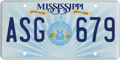 MS license plate ASG679