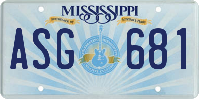 MS license plate ASG681