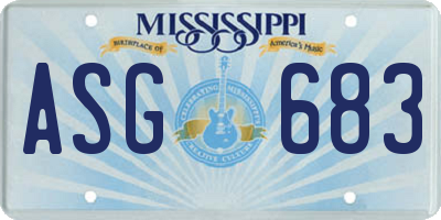 MS license plate ASG683