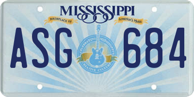 MS license plate ASG684