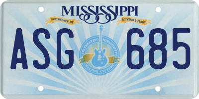 MS license plate ASG685