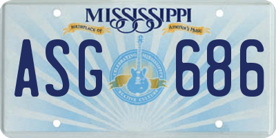 MS license plate ASG686