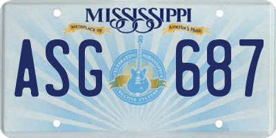 MS license plate ASG687