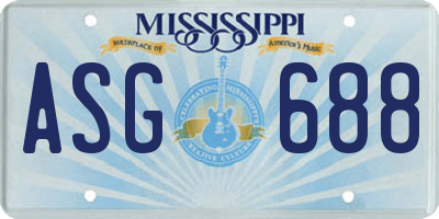 MS license plate ASG688