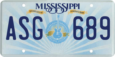 MS license plate ASG689