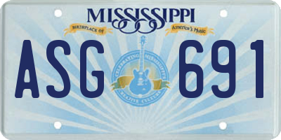 MS license plate ASG691