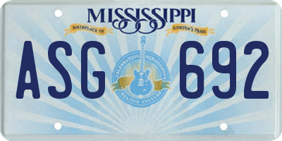 MS license plate ASG692