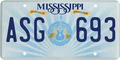 MS license plate ASG693
