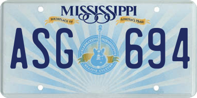 MS license plate ASG694