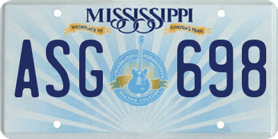 MS license plate ASG698