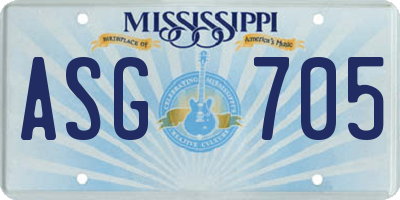 MS license plate ASG705