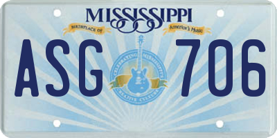 MS license plate ASG706