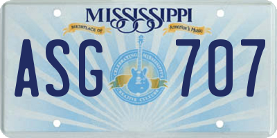 MS license plate ASG707