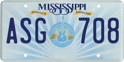 MS license plate ASG708