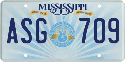 MS license plate ASG709