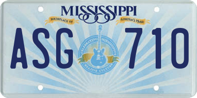 MS license plate ASG710