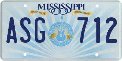 MS license plate ASG712