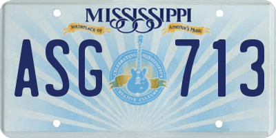 MS license plate ASG713