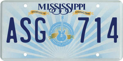 MS license plate ASG714