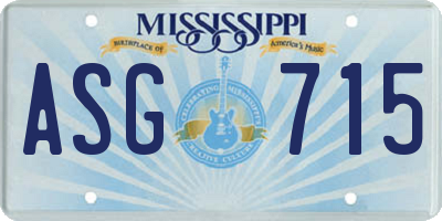 MS license plate ASG715