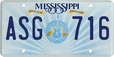 MS license plate ASG716
