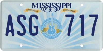 MS license plate ASG717