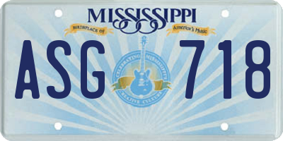 MS license plate ASG718